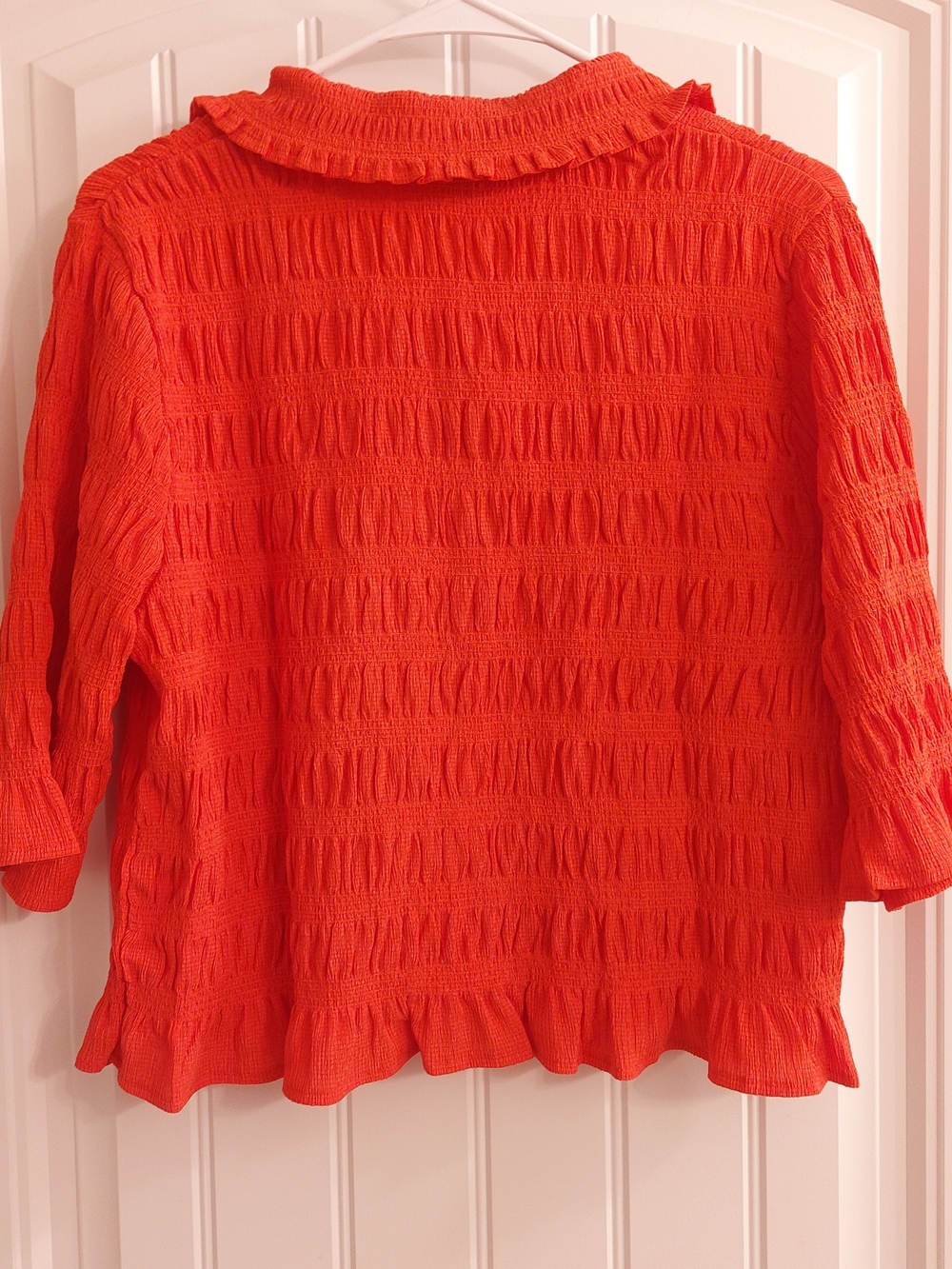 Maeve Muted RED Ruched Button-Front Shirt - Picture 5 of 6